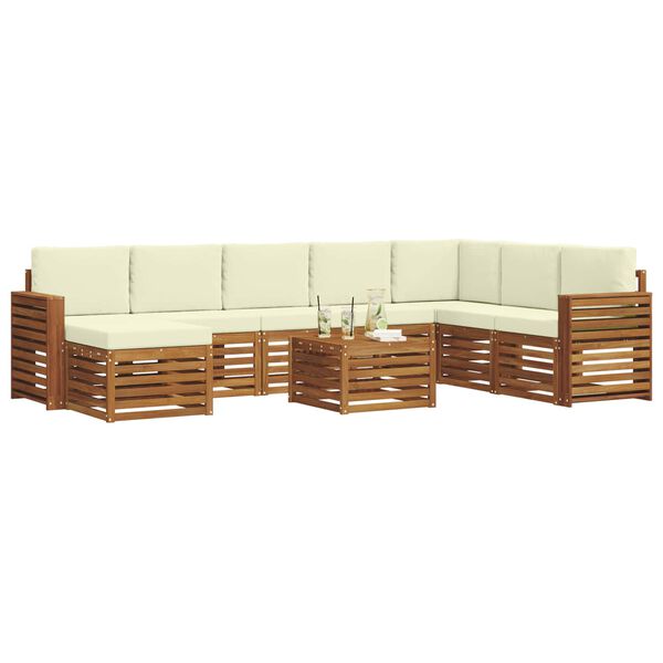 vidaXL Sofagarnituren 9 pcs Natur und Creme Massivholz Akazie