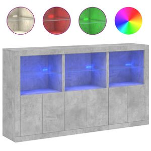 vidaXL Sideboard mit LED-Leuchten Betongrau 181,5x37x100 cm