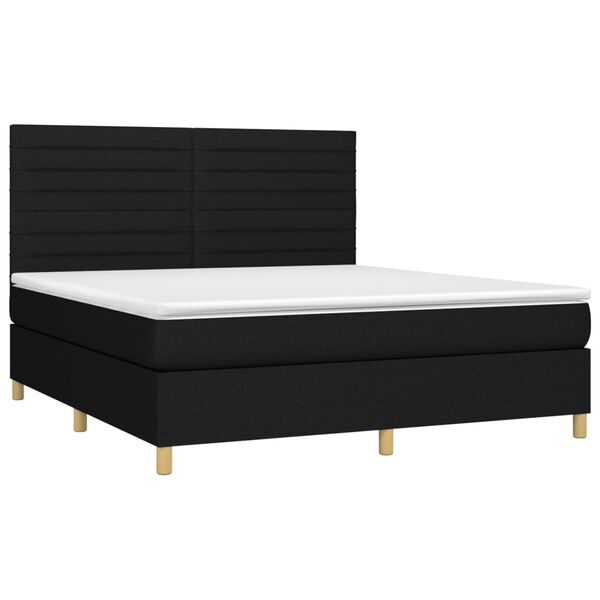 vidaXL Boxspringbett mit Matratze & LED Schwarz 160x200 cm Stoff