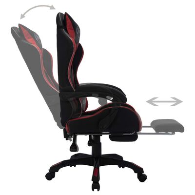 vidaXL Gaming-Stuhl mit RGB LED-Leuchten Weinrot Schwarz Kunstleder