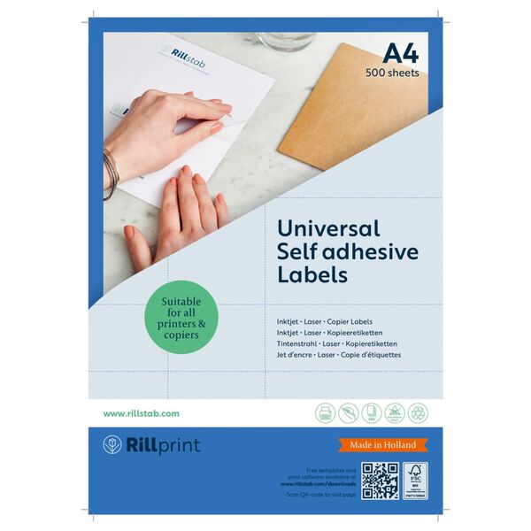 rillprint Selbstklebende Aufkleber Etiketten 105x37 mm 500 Blatt Wei&szlig;