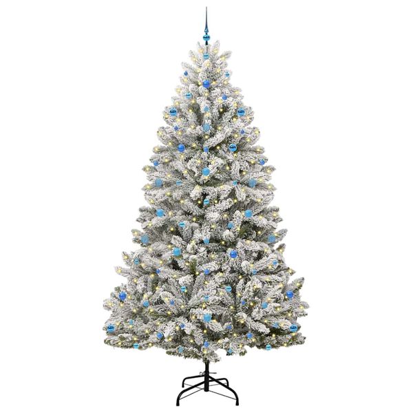 vidaXL K&uuml;nstlicher Weihnachtsbaum Gr&uuml;n und Wei&szlig; 270 cm PVC und Metall