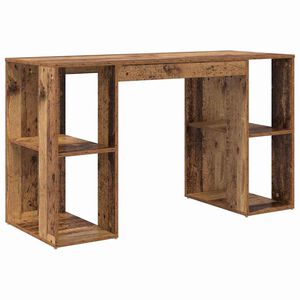 vidaXL Schreibtisch mit Regal Altholz 130 x 50,5 x 75 cm Holzwerkstoff