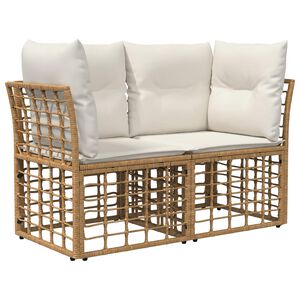 vidaXL Outdoor-Lounge 2 Stk. 2-Sitzanzahl Nat&uuml;rlich und Cremwei&szlig;