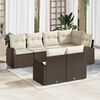 vidaXL Garten-Sofa-Set mit Kissen 7 pcs Braun und Weiß Poly Rattan