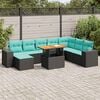 vidaXL 9-tlg. Garten-Sofagarnitur mit Kissen Schwarz Poly Rattan