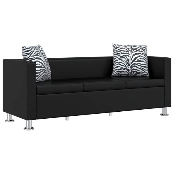 vidaXL Sofa 3-Sitzer Kunstleder Schwarz