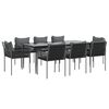 vidaXL 9-tlg. Garten-Essgruppe mit Kissen Poly Rattan und Stahl