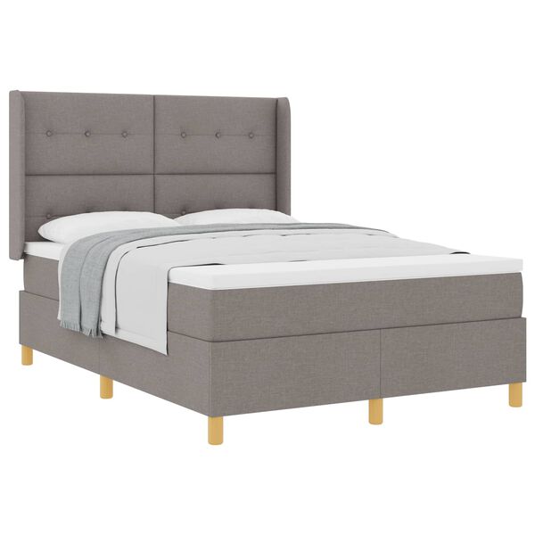 vidaXL Boxspringbett mit Matratze Taupe 160 x 200 cm Stoff