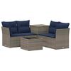 vidaXL Sofa Set 6 stk. Grau und Marineblau Polyrattan und Stahl