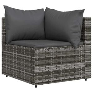vidaXL Garten-Ecksofa mit Kissen Grau Poly Rattan