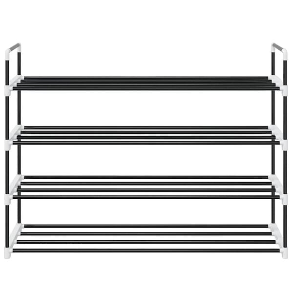 vidaXL Schuhregal mit 4 Etagen Metall und Kunststoff Schwarz