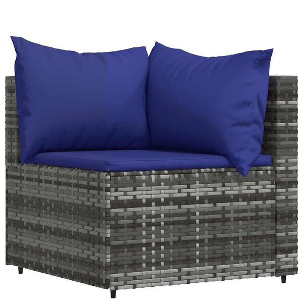 vidaXL 4-tlg. Garten-Lounge-Set mit Kissen Grau Poly Rattan