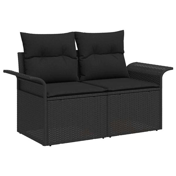 vidaXL Garten-Sofa-Set 7 pcs Schwarz Poly Rattan