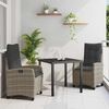 vidaXL Garten Essgruppe mit Kissen 3 pcs Grau Poly-Rattan