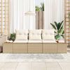 vidaXL Garten-Sofa-Set mit Kissen 3 pcs Beige und Creme Poly Rattan