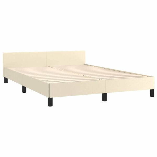 vidaXL Bettgestell mit Kopfteil ohne Matratze Creme 140x190 cm