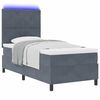vidaXL LED Boxspringbett mit Matratze Dunkelgrau 90 x 200 cm Stoff