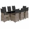 vidaXL 9-tlg. Garten-Bistro-Set mit Kissen Grau Poly Rattan