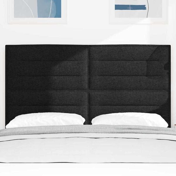 vidaXL LED Kopfteil mit LED-Lichtleisten Schwarz 144 cm Polyester