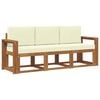 vidaXL Outdoor-Sofagarnitur 3 stk. Natur und Creme