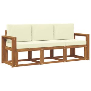 vidaXL Outdoor-Sofagarnitur 3 stk. 3-Sitzer Natur und Creme