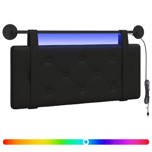vidaXL H&auml;ngendes Kopfteil Mit LED Licht Schwarz Kunstleder