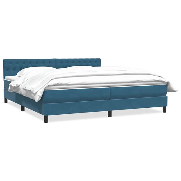 vidaXL Boxspringbett mit Matratze Dunkelblau 180x220 cm Samt
