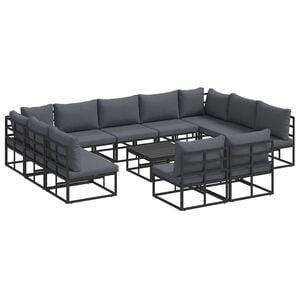 vidaXL Gartensofa-set 12 stk. Schwarz Aluminium