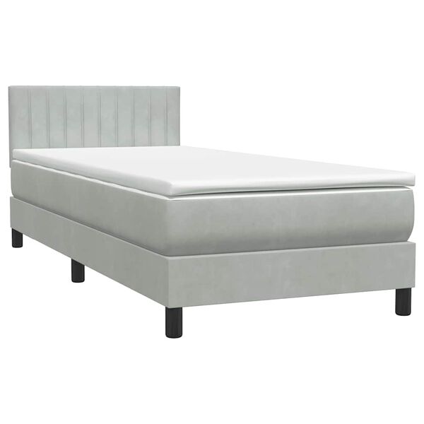 vidaXL Boxspringbett mit Matratze Hellgrau 80x220 cm Samt