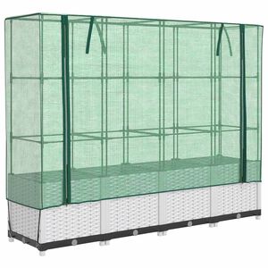 vidaXL Hochbeet mit Gew&auml;chshaus-Aufsatz Rattan-Optik 160x40x138 cm