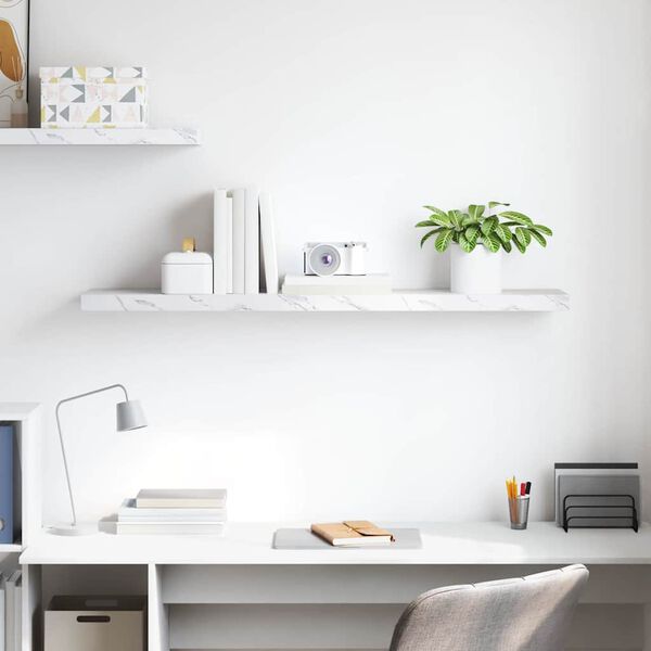 vidaXL Wandregal Wei&szlig; Marmor 120 x 23,5 x 4 cm Holzwerkstoff