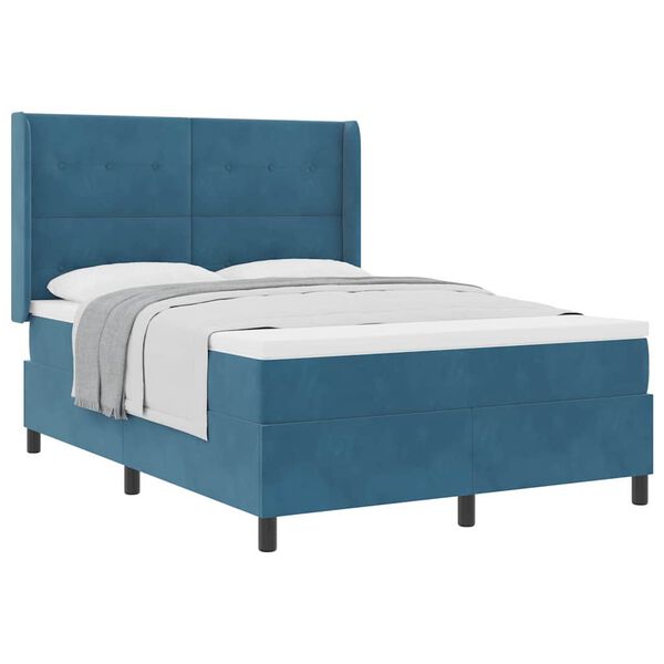 vidaXL Boxspringbett mit Kopfteil Blau 140 x 190 cm Samt