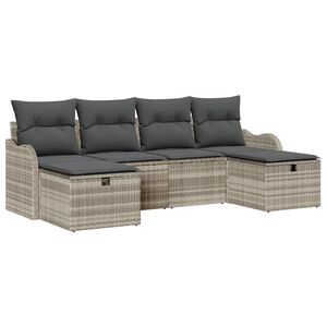 vidaXL Gartensofa-set 6 stk. Hellgrau Poly-Rattan