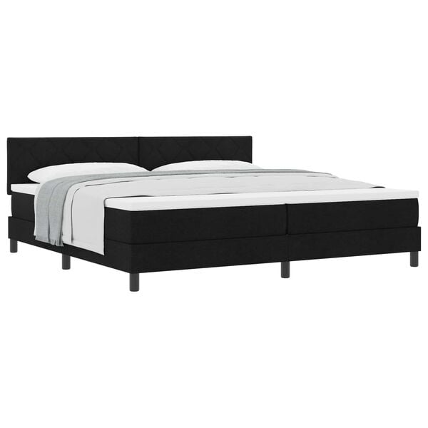 vidaXL Boxspringbett mit Matratze Schwarz 200 x 200 cm Stoff