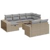 vidaXL 11-tlg. Garten-Sofagarnitur mit Kissen Beige Poly Rattan