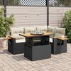 vidaXL 5tlg. Garten-Sofagarnitur mit Kissen Schwarz Poly Rattan Akazie
