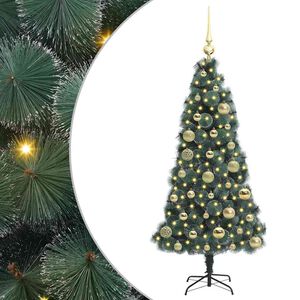 vidaXL K&uuml;nstlicher vorbeleuchteter Weihnachtsbaum mit Kugelset Gr&uuml;n