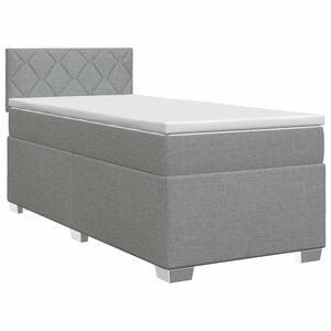 vidaXL Boxspringbett mit Matratze Hellgrau 90 x 190 cm Stoff