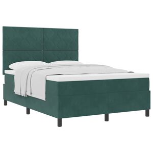vidaXL Boxspringbett mit Matratze Dunkelgr&uuml;n 140 x 190 cm Stoff