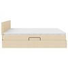 vidaXL Bett mit Stauraum und LED mit Matratze Creme 160 x 200 cm Stoff