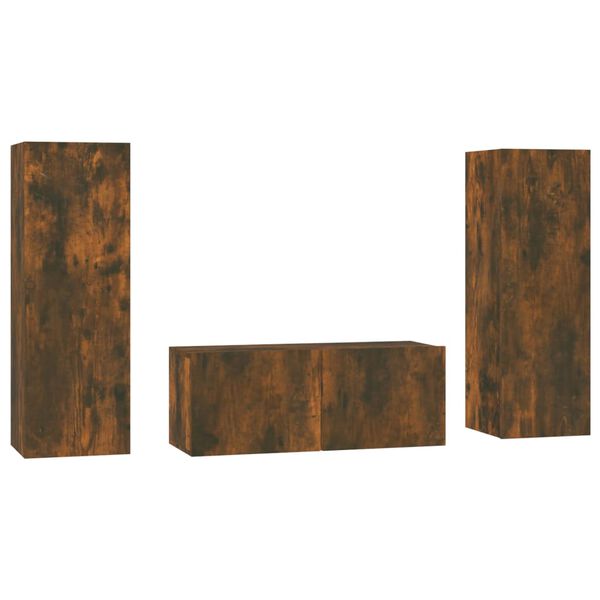 vidaXL 3-tlg. TV-Schrank-Set R&auml;uchereiche Holzwerkstoff