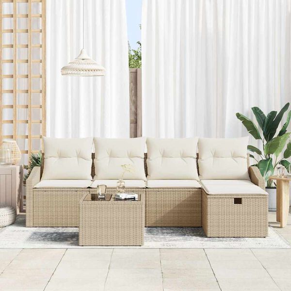 vidaXL Sofa Set mit Kissen 5 pcs Poly-Rattan