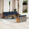 vidaXL 10-teiliges Gartensofa-Set mit Kissen, grau, Polyrattan