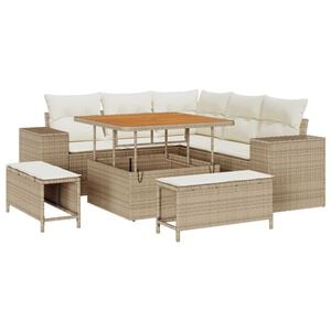vidaXL Gartensofa-set mit Kissen 8 pcs Beige Poly-Rattan