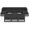 vidaXL 11-tlg. Garten-Lounge-Set mit Kissen Schwarz Kiefer Massivholz