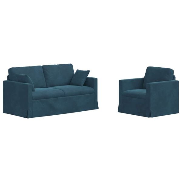 vidaXL Sofa 2 pcs Blau 158 x 78 x 80 cm Samt