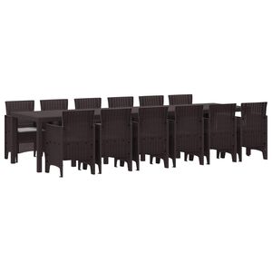 vidaXL Garten Essgruppe 13 pcs Braun Polt Rattan