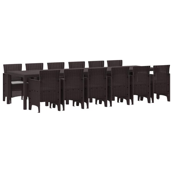 vidaXL Garten Essgruppe 13 pcs Braun Polt Rattan
