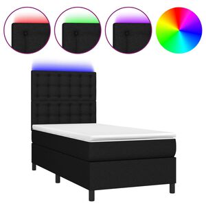 vidaXL Boxspringbett mit Matratze & LED Schwarz 80x200 cm Stoff